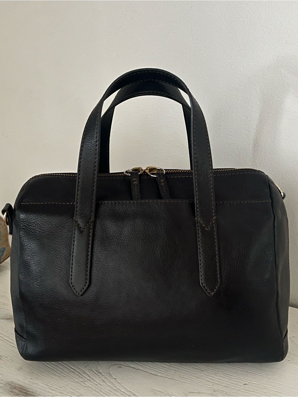 Fossil Sydney Satchel Bag With Optional Crossbody Strap Black Soft Leather - Picture 7 of 14